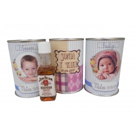 Botellin miniatura Whisky Jim Beam en lata PERSONALIZADA