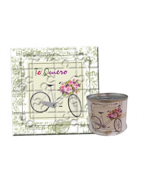 Puzzle bicicleta con la frase "Te Quiero" en lata