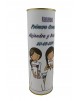 Abanico de varillas de madera sin personalizar Comunión niñas rezando y con vela en lata personalizada