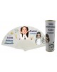 Abanico varillas de plastico PERSONALIZADO con foto y texto de Comunion niña con dibujo rezando en lata
