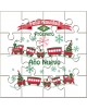 Puzzle tren con la frase "Feliz Navidad y Próspero Año Nuevo" en lata