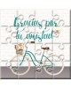 Puzzle bicicleta con la frase "Gracias por tu amistad" en lata